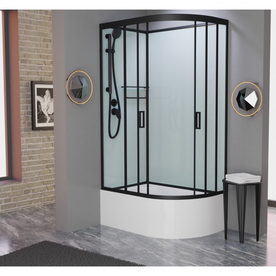 Душевая кабина Frank F412/2L М Black 120x80 Б/К стекло матовое