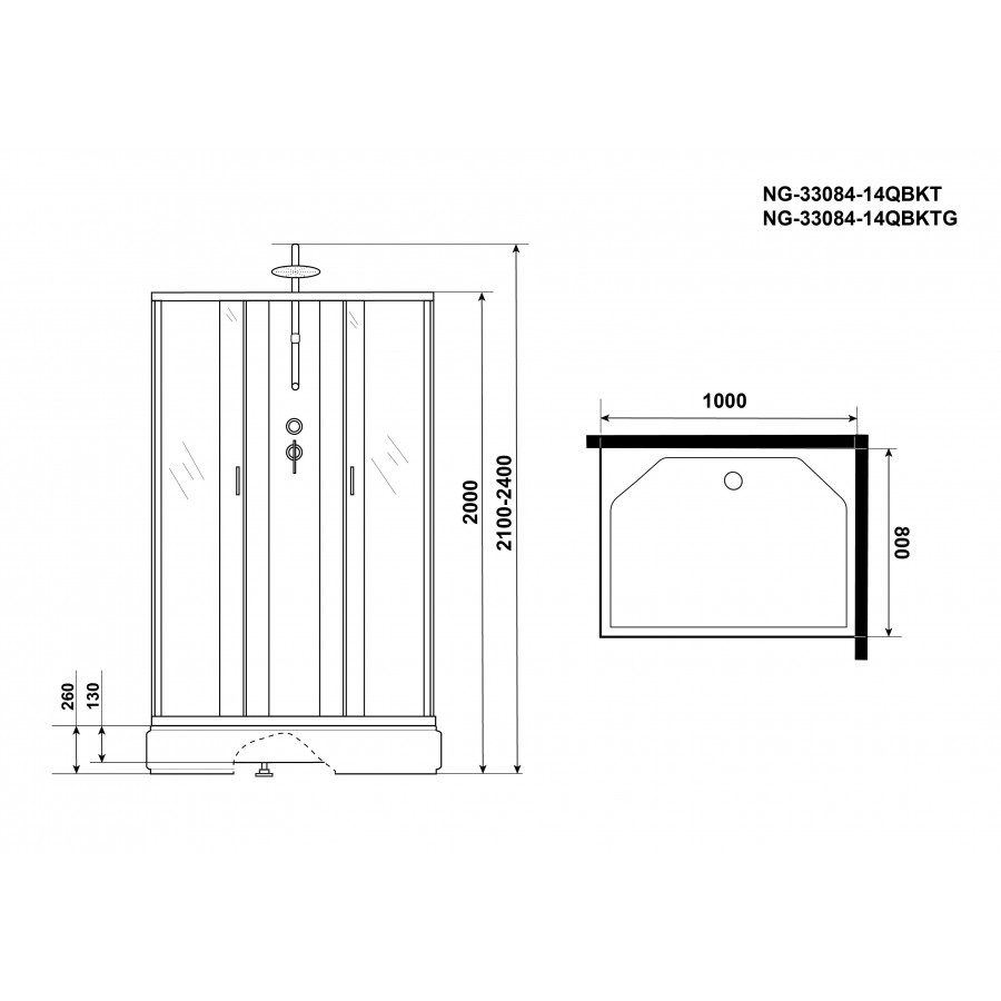 Душевая кабина Niagara Classic NG-33984-14QBKTG 90x80