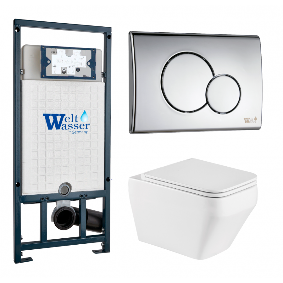 Комплект Weltwasser 10000011682 подвесной унитаз Hofbach 041 GL-WT + инсталляция Marberg 507 + кнопка MAR 507 RD