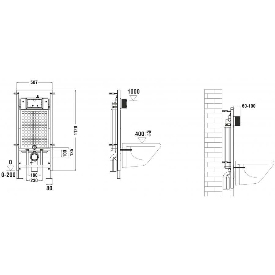 Комплект Weltwasser 10000011683 подвесной унитаз Hofbach 041 GL-WT + инсталляция Marberg 507 + кнопка MAR 507 RD GL-WT