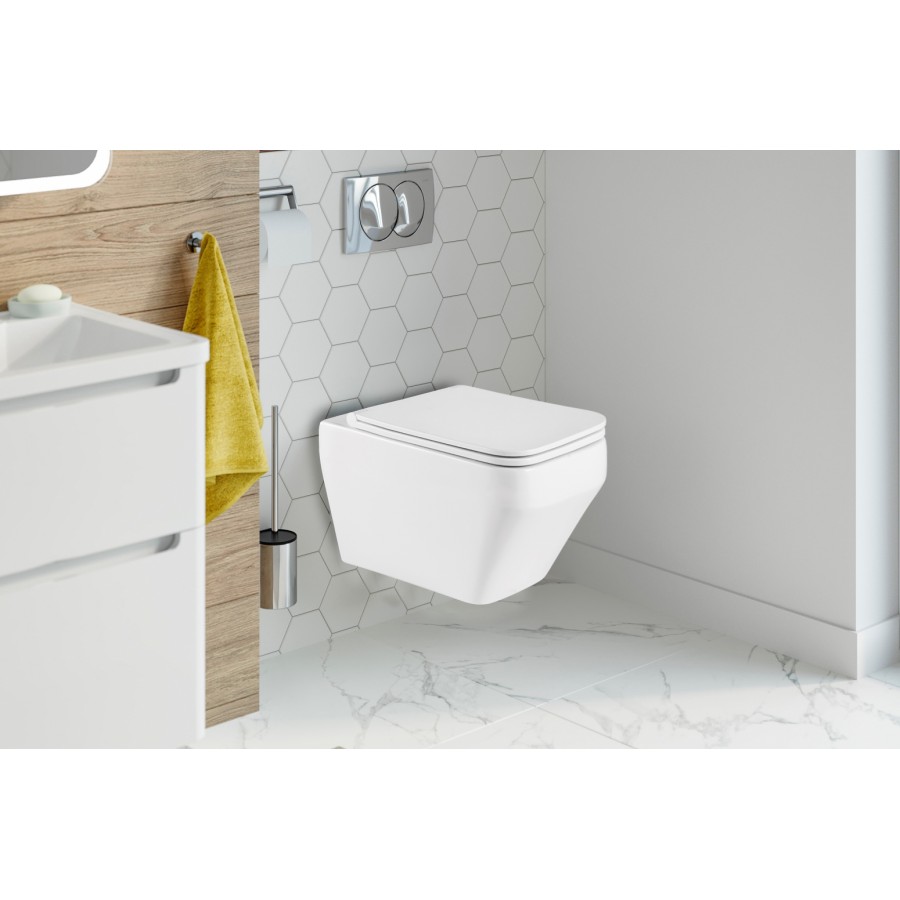 Комплект Weltwasser 10000011659 подвесной унитаз Hofbach 041 GL-WT + инсталляция Amberg 506 + кнопка Amberg RD-MT CR