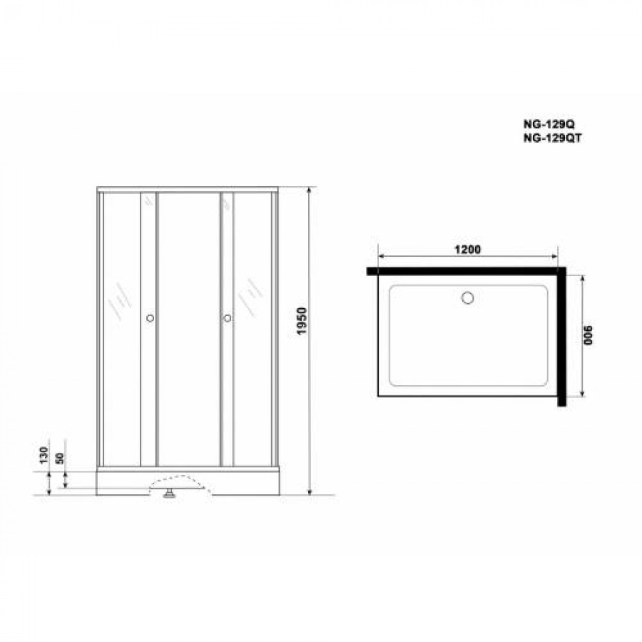 Душевое ограждение Niagara NG129-14QT 120x90