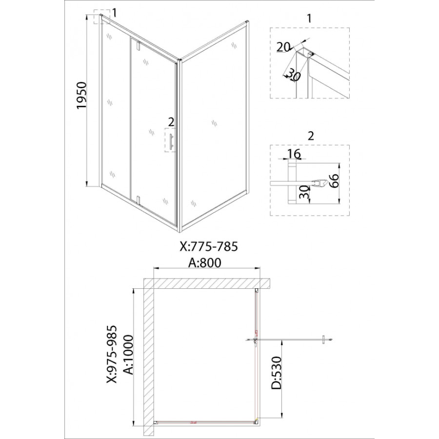 Душевой уголок Niagara Nova NG-43-10AG-NG-A80G 100x80