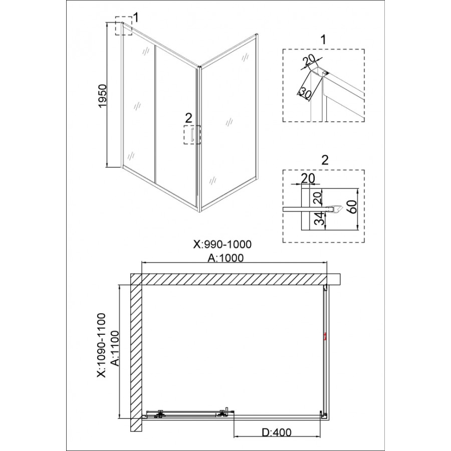 Душевой уголок Niagara Nova NG-42-10AG-NG-A110G 100x110