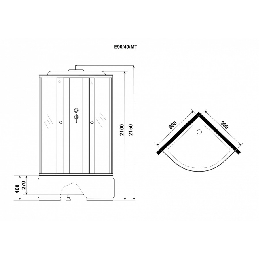 Душевая кабина Niagara Eco E90/40/MT 90x90