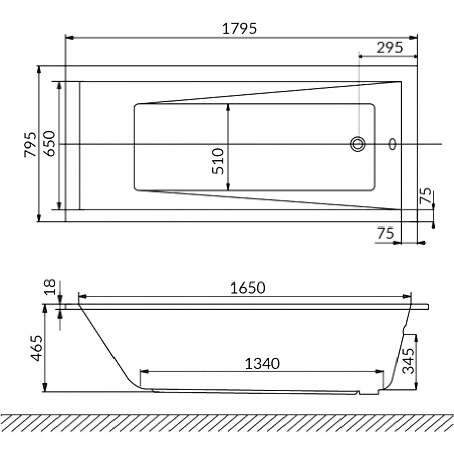 Акриловая ванна Excellent Wave Slim 180x80