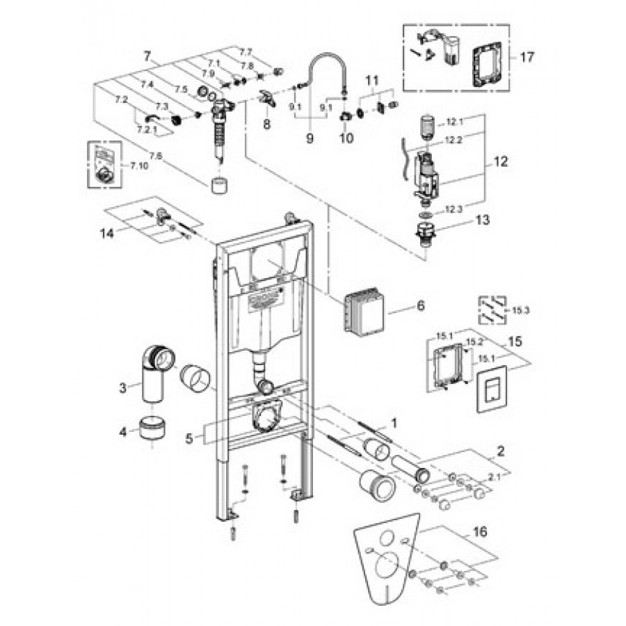 Система инсталляции для унитазов Grohe Rapid SL 38775001 4 в 1 с кнопкой смыва